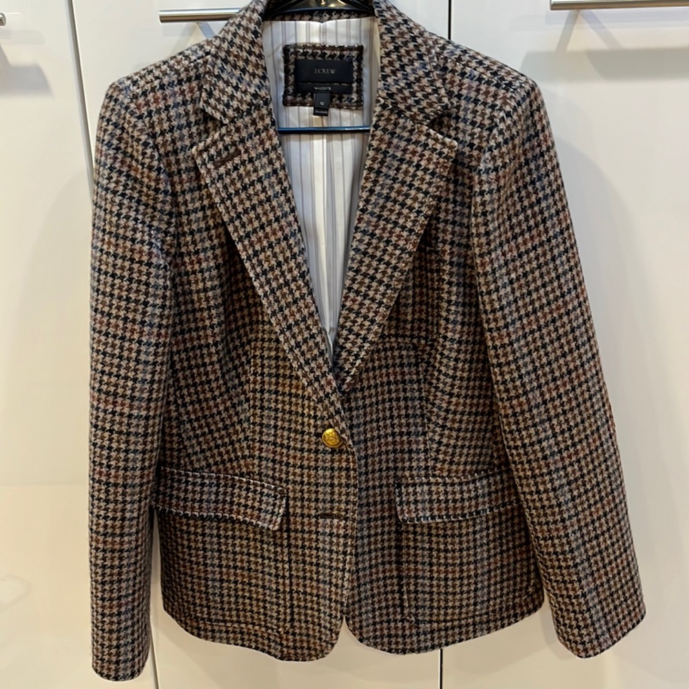 J. Crew Rhodes blazer in houndstooth check wool, size 12.